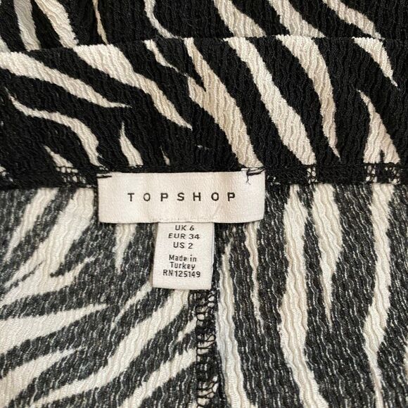 Topshop Zebra Print Flared Pants Women’s Size 2 Stretch High Waist Retro Y2K - Picture 3 of 9
